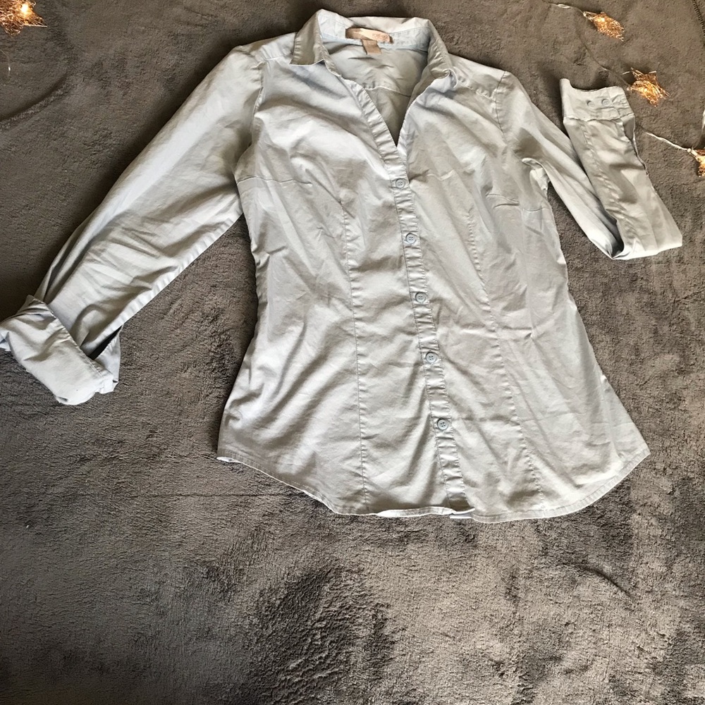 Forever 21 Contemporary Sky Blue Collared Shirt